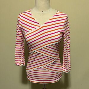 J. McLaughlin Multicolor Striped Long Sleeve Top Size XSmall